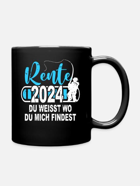 Rentner Angler Geschenk 2024 Angeln - Tasse einfarbig - Schwarz