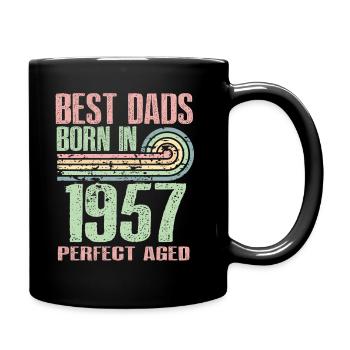 Die Besten Väter Sind 1957 Geboren, 66 Jahre Alt, - Tasse einfarbig - Schwarz - Rechts