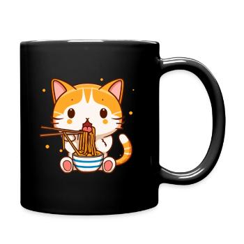 Chat Qui Mange des Spaghetti - Mug uni - noir - Droite
