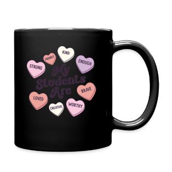 Teacher Valentines Day Positive Affirmations - Full Colour Mug - black - Right
