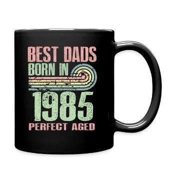 Die Besten Väter Sind 1985 Geboren, 38 Jahre Alt, - Tasse einfarbig - Schwarz - Rechts