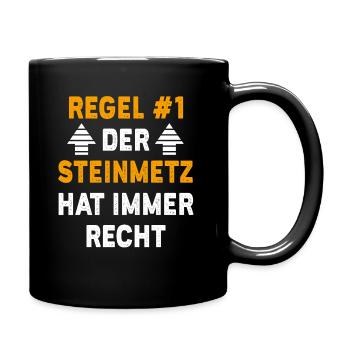 Steinmetz Geschenk Geburtstag Spruch - Tasse einfarbig - Schwarz - Rechts