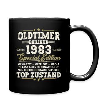 Oldtimer Baujahr 1983 Jahrgang Geburtstag Geschenk - Tasse einfarbig - Schwarz - Rechts