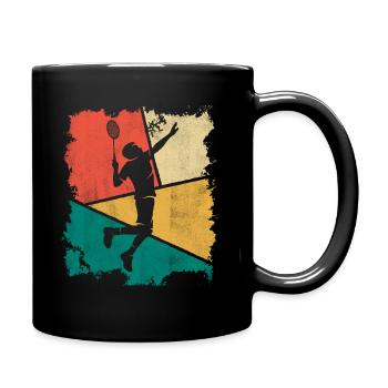 Badminton player Retro badminton player - Full Colour Mug - black - Right