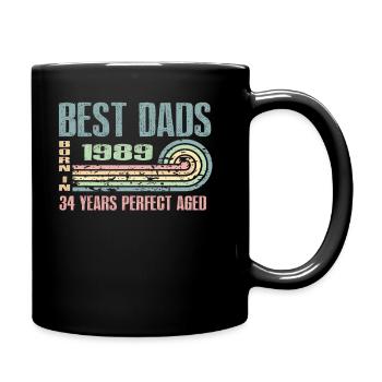 Die Besten Väter Sind 1989 Geboren, 34 Jahre Alt, - Tasse einfarbig - Schwarz - Rechts