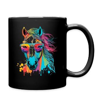 Pferd cool bunt Sonnenbrille - Tasse einfarbig - Schwarz - Rechts