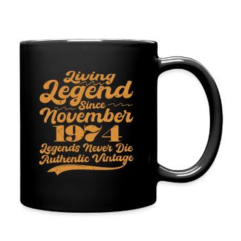 Es war einmal eine Legende. November 1974 Geburts - Tasse einfarbig - Schwarz - Rechts
