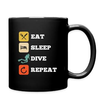 Apnoetaucher Freitaucher Taucher - Tasse einfarbig - Schwarz - Rechts