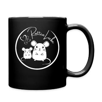 Ratten Liebe Comic Design (hell) - Tasse einfarbig - Schwarz - Rechts