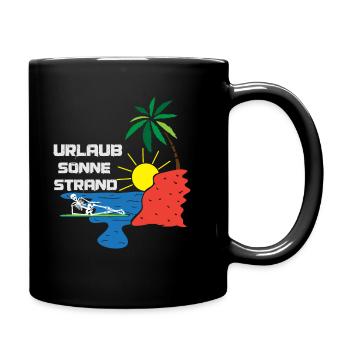 Urlaub Sonne Strand Skelett Meer Sonne Palme - Tasse einfarbig - Schwarz - Rechts