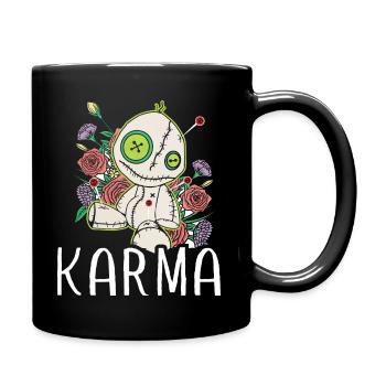 Karma I still play with dolls - Tasse einfarbig - Schwarz - Rechts
