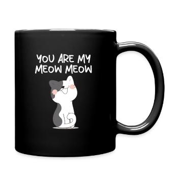 Cat Chat Miau Verliebte Paare Liebesbeweis - Tasse einfarbig - Schwarz - Rechts