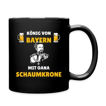König von Bayern - Ludwig Spruch mit Bier Motiv - Tasse einfarbig - Schwarz - Rechts