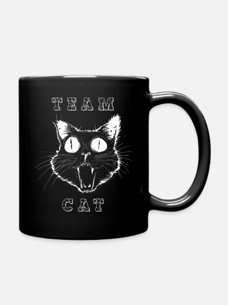 crazy cat TEAM - Tasse einfarbig - Schwarz