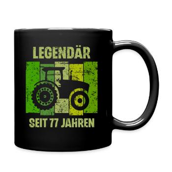 77 Geburtstag Geschenk 77. Landwirt Spruch - Tasse einfarbig - Schwarz - Rechts