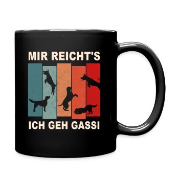 Hund Sprüche Geschenk Gassi Gehen Hunde - Tasse einfarbig - Schwarz - Rechts