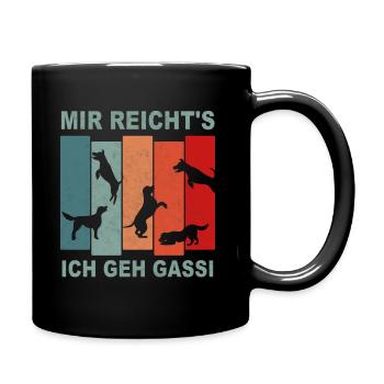 Hund Sprüche Geschenk Gassi Gehen Hunde - Tasse einfarbig - Schwarz - Rechts