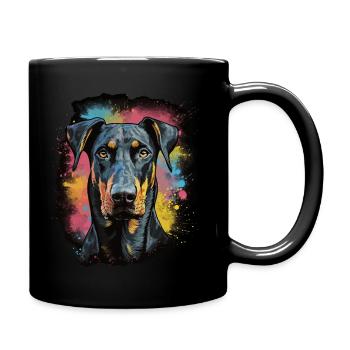 Dobermann Hund Geschenk Spruch - Tasse einfarbig - Schwarz - Rechts