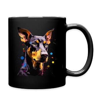Dobermann Hund Geschenk Spruch - Tasse einfarbig - Schwarz - Rechts