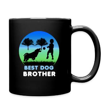 Hund, Junge, Spielen, Bester Hunde Bruder - Tasse einfarbig - Schwarz - Rechts