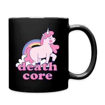 Lustig Deathcore Einhorn Regenbogen Metalhead - Tasse einfarbig - Schwarz - Rechts