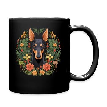 Dobermann Hund Geschenk - Tasse einfarbig - Schwarz - Rechts