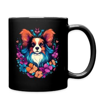 Papillon Hund Geschenk - Tasse einfarbig - Schwarz - Rechts