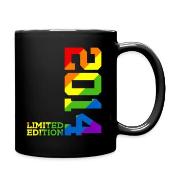 LGBTQ 2014 REGENBOGEN QUEER 11. GEBURTSTAG PRIDE - Tasse einfarbig - Schwarz - Rechts