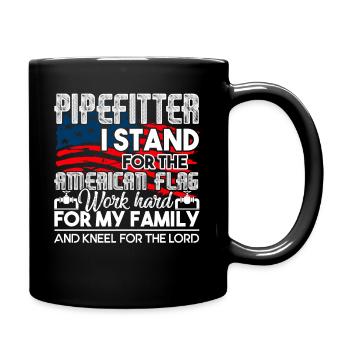 Pipefitter Pipefitter I Stand For The Flag - Full Colour Mug - black - Right