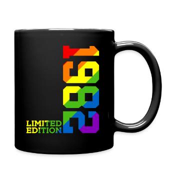 LGBTQ 1982 REGENBOGEN QUEER 44. GEBURTSTAG PRIDE - Tasse einfarbig - Schwarz - Rechts