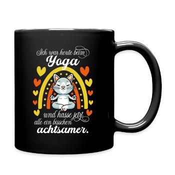 Yoga Katze - Tasse einfarbig - Schwarz - Rechts