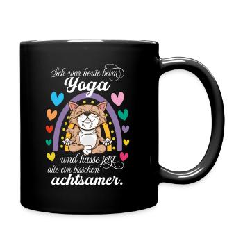 Katze Yoga - Tasse einfarbig - Schwarz - Rechts