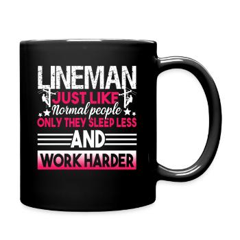 Lineman Lineman Sleep Less And Work Harder - Full Colour Mug - black - Right