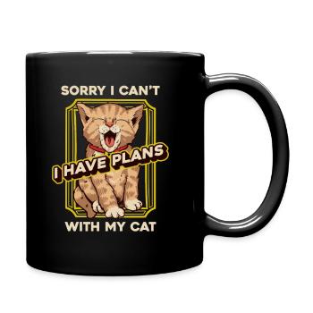 Katze - Tasse einfarbig - Schwarz - Rechts