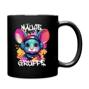 Graffiti Mäusegruppe Kindergarten Gruppentier - Tasse einfarbig - Schwarz - Rechts