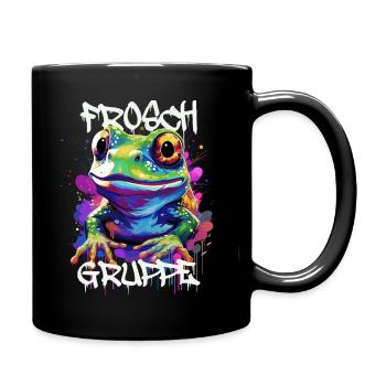 Graffiti Froschgruppe Kindergarten Gruppentier - Tasse einfarbig - Schwarz - Rechts