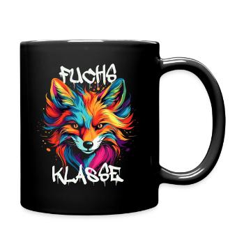 Graffiti Fuchsklasse Grundschule Klassentier - Tasse einfarbig - Schwarz - Rechts