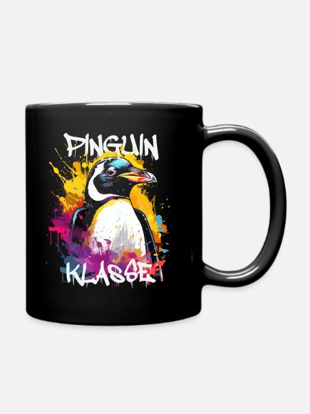 Graffiti Pinguinklasse Grundschule Klassentier - Tasse einfarbig - Schwarz