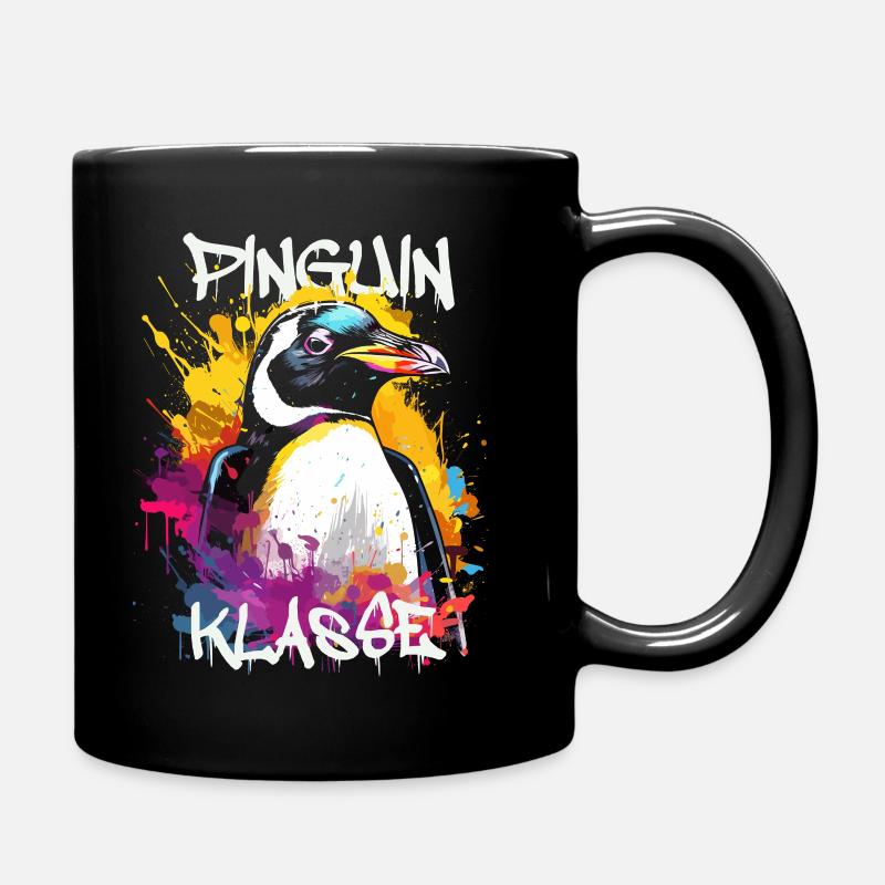 Graffiti Pinguinklasse Grundschule Klassentier - Tasse einfarbig - Schwarz