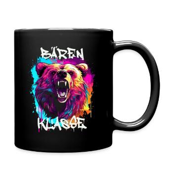 Graffiti Bärenklasse Grundschule Klassentier - Tasse einfarbig - Schwarz - Rechts