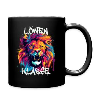 Graffiti Löwenklasse Grundschule Klassentier - Tasse einfarbig - Schwarz - Rechts