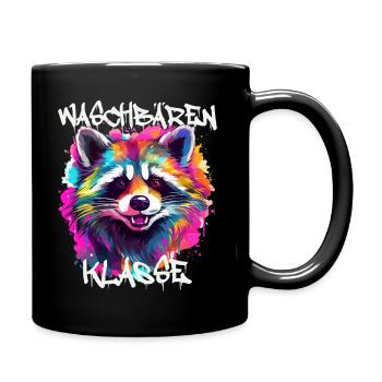 Graffiti Waschbärenklasse Grundschule Klassentier - Tasse einfarbig - Schwarz - Rechts