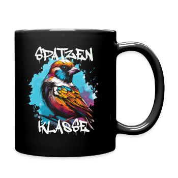 Graffiti Spatzenklasse Grundschule Klassentier - Tasse einfarbig - Schwarz - Rechts