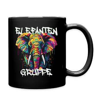 Graffiti Elefantengruppe Kindergarten Gruppentier - Tasse einfarbig - Schwarz - Rechts