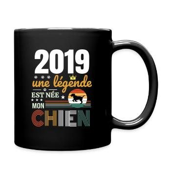 2019 une légende et née mon chien - Mug uni - noir - Droite
