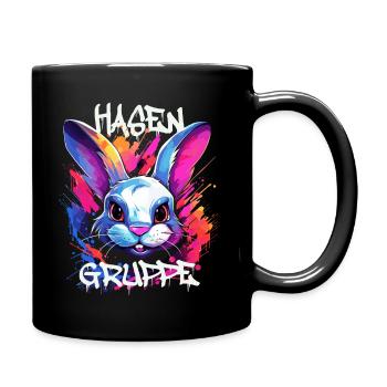 Graffiti Hasengruppe Kindergarten Gruppentier Hase - Tasse einfarbig - Schwarz - Rechts