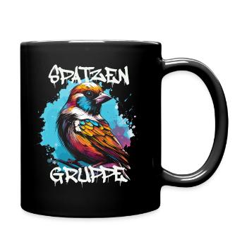 Graffiti Spatzengruppe Kindergarten Gruppentier - Tasse einfarbig - Schwarz - Rechts