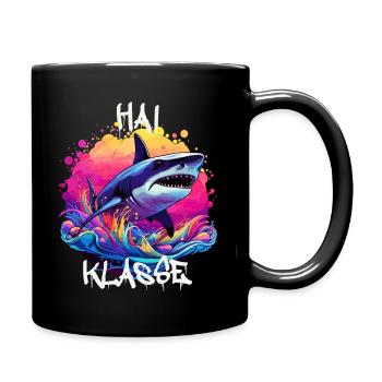 Graffiti Haiklasse Grundschule Klassentier Hai - Tasse einfarbig - Schwarz - Rechts