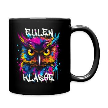 Graffiti Eulenklasse Grundschule Klassentier Eule - Tasse einfarbig - Schwarz - Rechts
