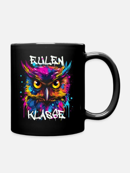 Graffiti Eulenklasse Grundschule Klassentier Eule - Tasse einfarbig - Schwarz